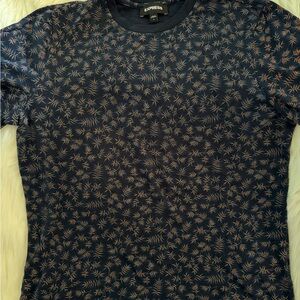 Express Dark Blue and Copper Leaf T-Shirt